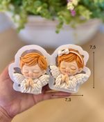 Molde De Silicone Casal de Anjos Resando 1 Comunhão Religião