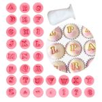 Kit Carimbos Marcadores Alfabeto Letras Fofas 2cm