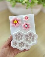 Molde de Silicone 5 Flores Jardim Encantado p/ Decorar Doces