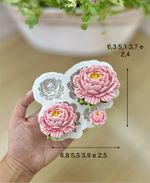 Molde de Silicone 4 Peonias Flores Jardim  p/ Decorar Doces