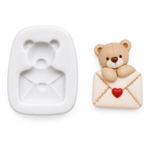 Molde de Silicone Urso Ursinho com Carta do Amor para Doces