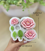 Molde de Silicone Flores e Folhas  Camelia para Doces Finos