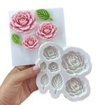 Molde de Silicone Flores e Folhas  Camelia para Doces Finos