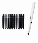 Kit Caneta-tinteiro c/ 10 tinta  substituível recarga  0,38 mm papelaria 