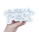 Molde de Silicone Futebol 3 Jogadores Bola Decorar Doces
