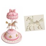 Molde De Silicone Cavalo De Carrossel Decorado Confeitaria