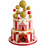 Kit Cake Topper Topo de Bolo Bolas Glitter Douradas 8 Un
