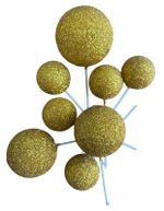 Kit Cake Topper Topo de Bolo Bolas Glitter Douradas 8 Un
