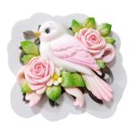 Molde de Silicone Passarinho Encantador com Flores Jardim