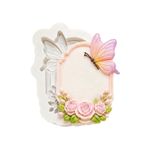 Molde de Silicone Moldura Jardim Borboleta para Doces e Arte