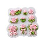 Molde de Silicone Mini Flores Rosas para Aplique Doces Finos