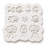 Molde de Silicone Mini Flores Rosas para Aplique Doces Finos