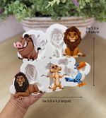 Molde de Silicone Aplique Rei Leão e Animais A3 para Doces