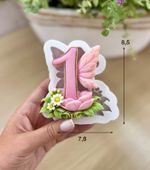 Molde de Silicone Numero 1 c/ Borboleta e Flores para Doces