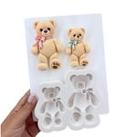Molde de Silicone Ursinhos Fofura com Lacos P e G Cha Bebe
