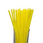 Kit Canudos de Papel Liso Amarelo - 20 Un