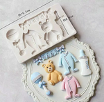 Molde de Silicone Chá de Bebê Mamadeira Chocalho baby roupa