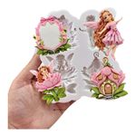 Molde de Silicone Fada Cogumelo e Moldura para Doces 4cm