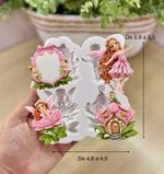Molde de Silicone Fada Cogumelo e Moldura para Doces 4cm