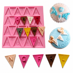 Molde De Silicone Alfabeto Bandeirinha Doces 2cm
