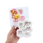 Molde de Silicone Patinho com Botas e Flores Fazendinha Doces