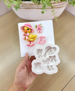Molde de Silicone Patinho com Botas e Flores Fazendinha Doces