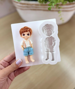 Molde de Silicone Menino Verao com Mao no Bolso para Decorar