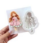 Molde de Silicone Menina Doce Fofa Com Vestido Boneca 9cm