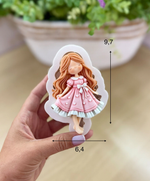 Molde de Silicone Menina Doce Fofa Com Vestido Boneca 9cm
