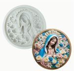 Molde de Silicone Santa Com Flores P