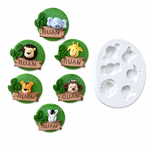 Molde de Silicone Rosto Animais Do Safari Baby 6 Modelos