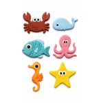 Kit Cortadores Fundo do Mar Cute 5cm 6 unid para Doces
