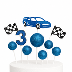 Kit Cake Topper Topo de Bolo Bolas Glitter Rosa ou Azul 8 Un