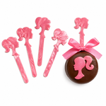 Kit 4 Palitos de Acrilico Rosa Barbie  Pao de Mel e Pirulito