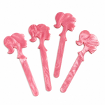 Kit 4 Palitos de Acrilico Rosa Barbie  Pao de Mel e Pirulito