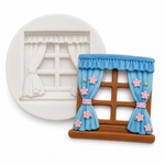 Molde de Silicone Janela Casa para Decorar Doces 6,5 cm