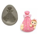 Molde de Silicone Bebê no Saco de Dormir Cha de Bebe