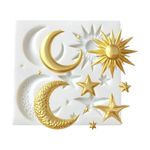 Molde De Silicone Lua Sol e Estrelas para Decorar Doces 10cm