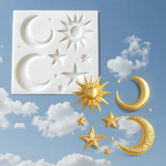 Molde De Silicone Lua Sol e Estrelas para Decorar Doces 10cm