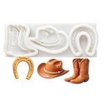Molde de Silicone 3 itens Cowboy Bota Ferradura Chapeu 3cm 