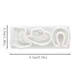 Molde de Silicone 3 itens Cowboy Bota Ferradura Chapeu 3cm 