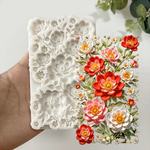 Molde de Silicone Flores Diversas Rosas e Vermelhas p/ Doce