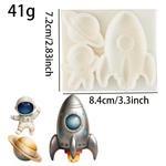 Molde de silicone Astronauta Foguete e Nave Espacial p/ Doce