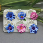 Molde de Silicone 6 Flores Rosas e Tropicais para Doces 2cm