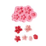 Molde de Silicone 4 Flores e Folhas para Decorar Doces Finos 2cm