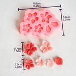 Molde de Silicone 4 Flores e Folhas para Decorar Doces Finos 2cm