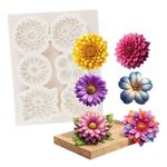 Molde de Silicone Flor de Crisântemo e Dália c Pétalas 3.5cm