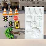 Molde de Silicone Transito Placas Arvore Sinal para Decorar 