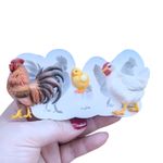 Molde de Silicone Fazendinha Galo Galinha e Pintinho p/ Doce