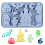 Molde de Silicone Halloween com Vários Designs Doces,Velas Resina e Sabonete